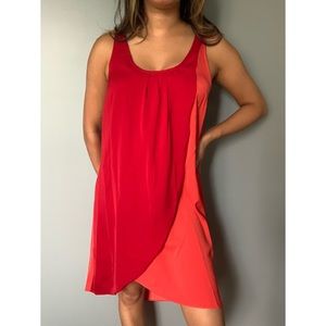 Red and orange sleeveless dress